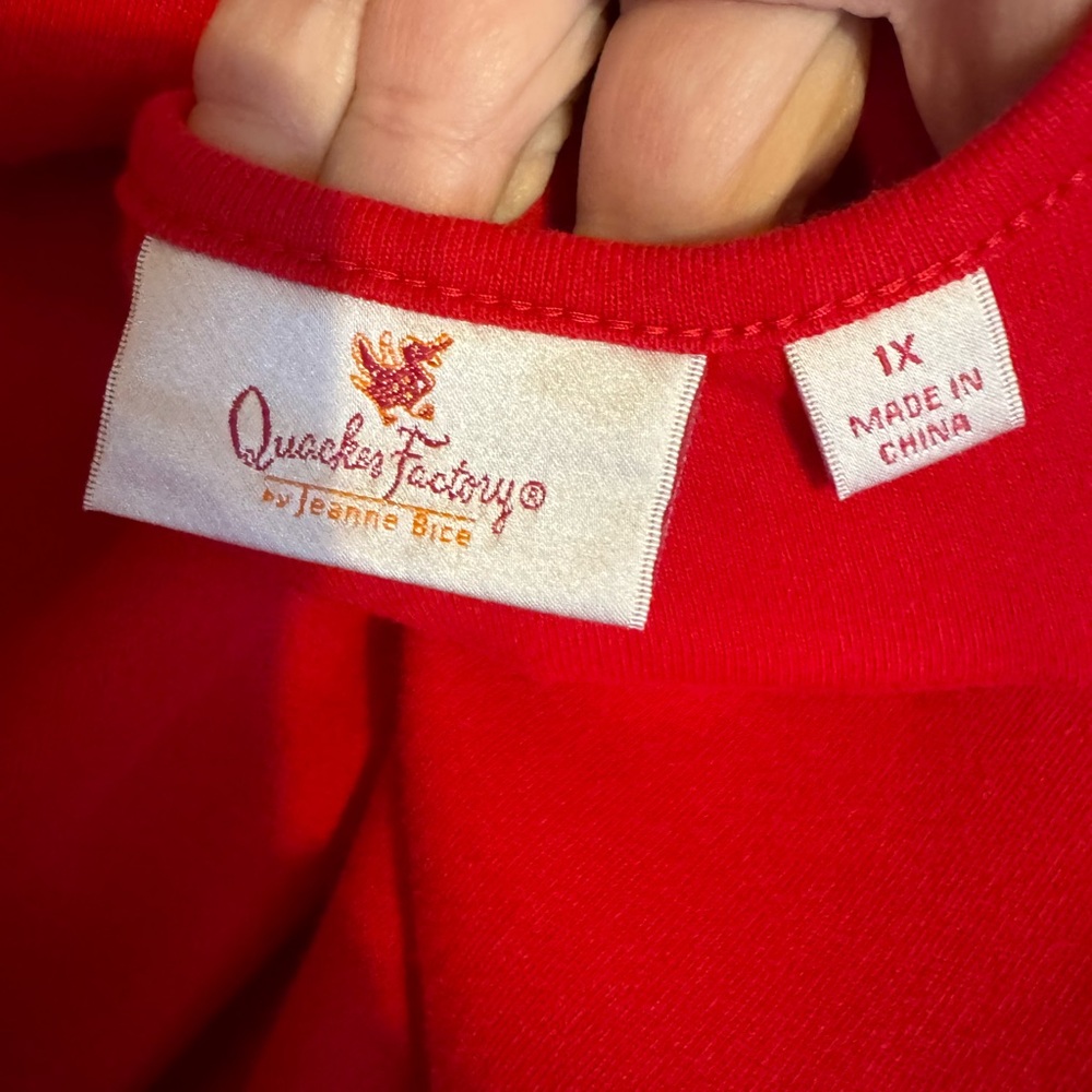 Quacker Factory Red Short Sleeve Square Neck Top   PLUS 1X     #A - Picture 7 of 7